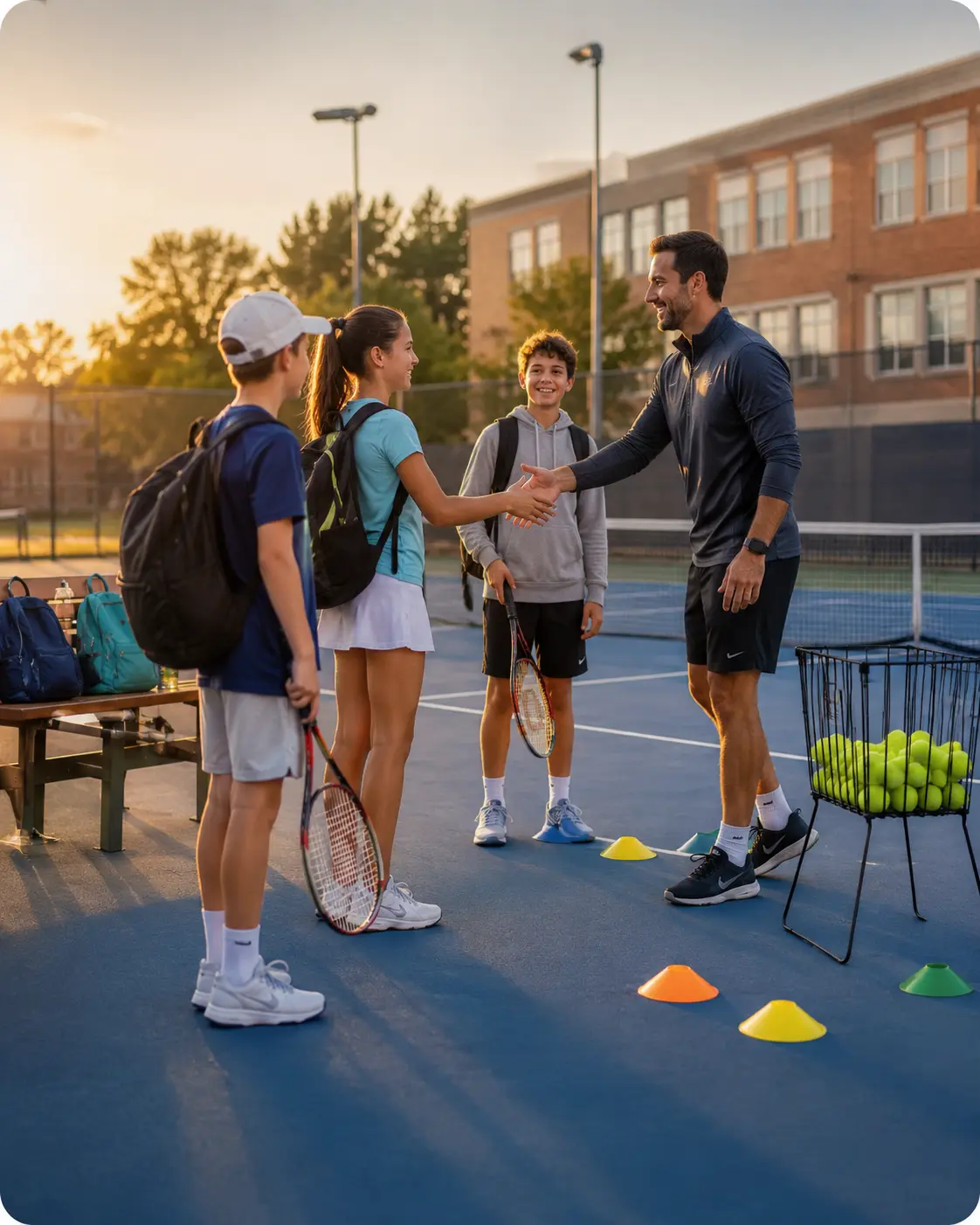 Tennis court ready for an afterschool session